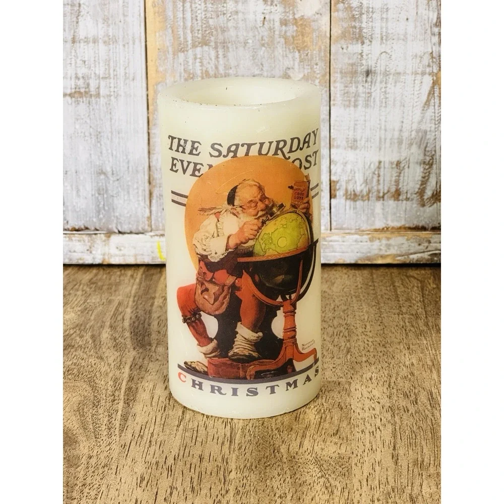 Norman Rockwell The Saturday Evening‎ Post  Christmas Flameless Pillar Candle